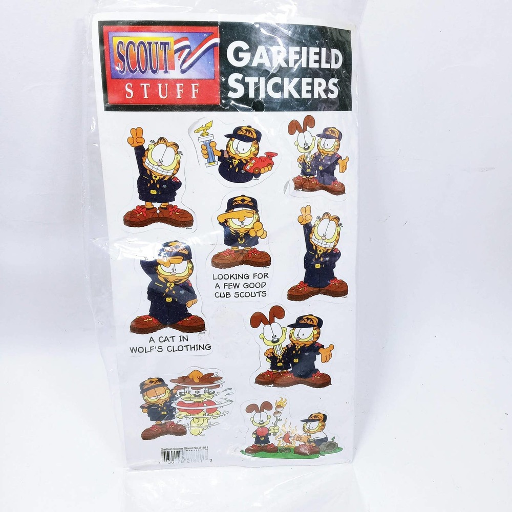 Vintage Garfield Odie Boy Scouts Stickers Scout Stuff Camping (4d)